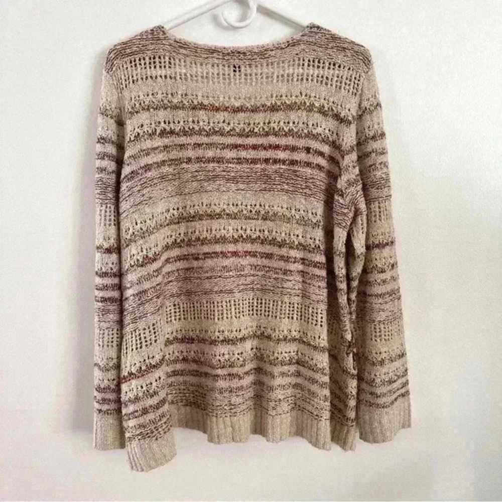 Artesia Sweater Open Knit Purple Beige Side Detail Women’s Sz XL Comfy - Picture 7 of 13
